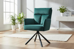 Contemporary Upholstered Swivel Armchair with Black Legs - thumbnail 6