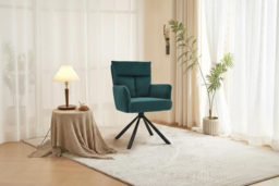 Contemporary Upholstered Swivel Armchair with Black Legs - thumbnail 8