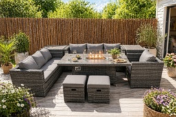 9-Seater Modern Weather-Resistant Rattan Garden Lounge & Dining Set with Fire Pit Table - thumbnail 1