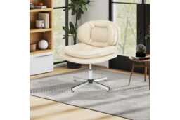 Ergonomic Armless Office Chair - Adjustable Height, Leathaire Fabric, 150kg Capacity - thumbnail 3