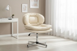 Ergonomic Armless Office Chair - Adjustable Height, Leathaire Fabric, 150kg Capacity - thumbnail 2