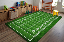 Football Field Crystal Velvet Play Area Rug - Anti-Slip, Machine Washable, Multiple Sizes & Styles - thumbnail 7