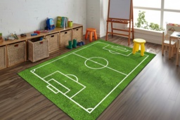 Football Field Crystal Velvet Play Area Rug - Anti-Slip, Machine Washable, Multiple Sizes & Styles - thumbnail 2