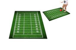 Football Field Crystal Velvet Play Area Rug - Anti-Slip, Machine Washable, Multiple Sizes & Styles - thumbnail 1