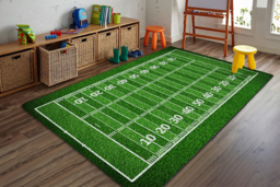 Football Field Crystal Velvet Play Area Rug - Anti-Slip, Machine Washable, Multiple Sizes & Styles - thumbnail 3