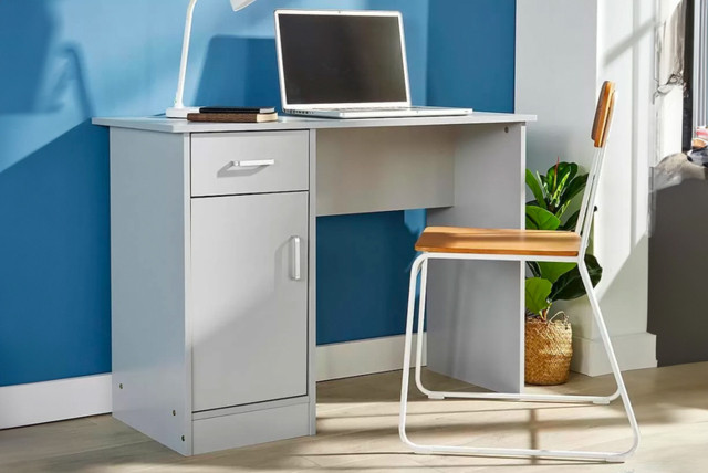 Tyler Contemporary Storage Desk - Compact Wood Effect, Scratch-Resistant, Living Room Console Table with Drawer & Cupboard - image 1