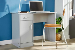 Tyler Contemporary Storage Desk - Compact Wood Effect, Scratch-Resistant, Living Room Console Table with Drawer & Cupboard