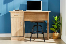 Tyler Contemporary Storage Desk - Compact Wood Effect, Scratch-Resistant, Living Room Console Table with Drawer & Cupboard - thumbnail 4