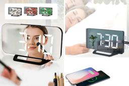 Large Screen Ultra-Thin LED Mirror Wall Clock - Modern Glass Display, 15.6cm x 9cm, Multi-Function Decor - thumbnail 6