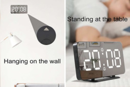Large Screen Ultra-Thin LED Mirror Wall Clock - Modern Glass Display, 15.6cm x 9cm, Multi-Function Decor - thumbnail 4