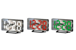 Large Screen Ultra-Thin LED Mirror Wall Clock - Modern Glass Display, 15.6cm x 9cm, Multi-Function Decor