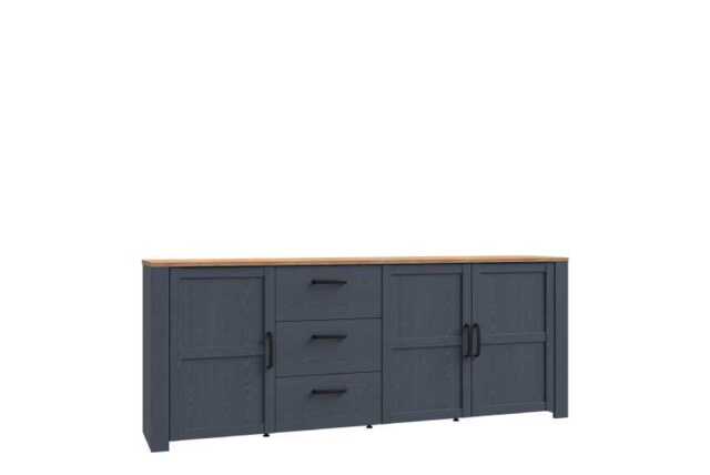 Large Oak Sideboard Storage - 3 Door 3 Drawer, Wood Cabinet, Modern Organiser (Navy, Grey, White) - image 1
