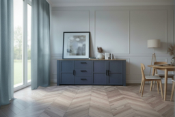 Large Oak Sideboard Storage - 3 Door 3 Drawer, Wood Cabinet, Modern Organiser (Navy, Grey, White) - thumbnail 6