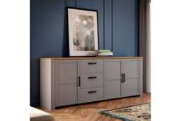 Large Oak Sideboard Storage - 3 Door 3 Drawer, Wood Cabinet, Modern Organiser (Navy, Grey, White) - thumbnail 4