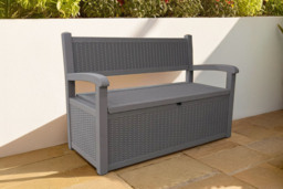 PRICE DROP! 2-in-1 Weatherproof Grey Outdoor Storage Bench