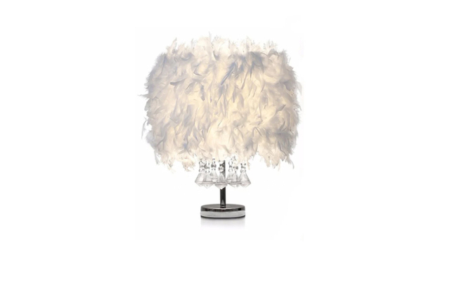 Feather Bedside Table Lamp with Crystals - image 1