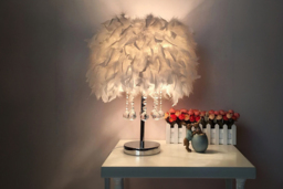 Feather Bedside Table Lamp with Crystals - thumbnail 2