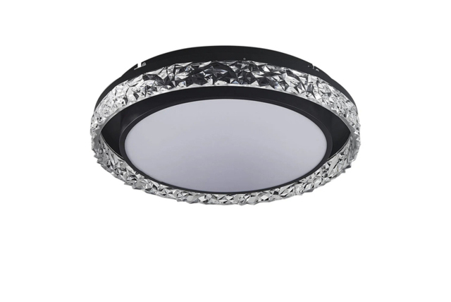Round Ceiling Light with Diamond-Cut Accent Ring - image 1