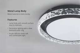 Round Ceiling Light with Diamond-Cut Accent Ring - thumbnail 3