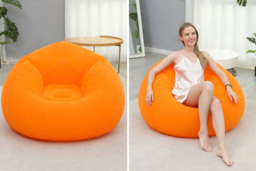 Inflatable Flocking PVC Bean Bag Chair - Ergonomic, Portable, 200kg Capacity, 5 Colours - thumbnail 3