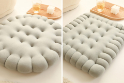 Biscuit Shaped Plush Pillow - Soft Breathable Polyester, 2 Shapes, 4 Colours, Versatile Home Decor - thumbnail 4