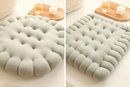 Biscuit Shaped Plush Pillow - Soft Breathable Polyester, 2 Shapes, 4 Colours, Versatile Home Decor - thumbnail 8