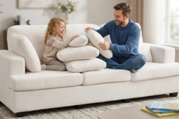 PRICE DROP! 3-Seater Chenille Sofa-Modern Comfort with Pillows and Hybrid Frame - thumbnail 7
