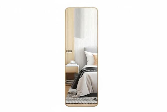 Full Length Mirror with Rounded Corners and Stylish Gold Finish - image 1