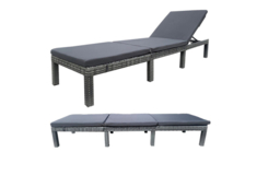 Grey Rattan Adjustable Reclining Sun Lounger With Cushions, 5 Positions - thumbnail 7
