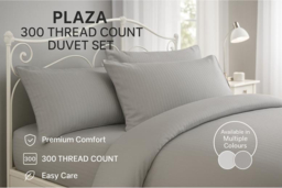 Luxury 300 Thread Count Cotton Duvet Cover Set - Soft, Breathable & Machine Washable Bedding in Single, Double, King & Super King - thumbnail 6