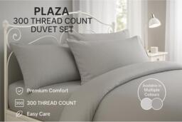 Luxury 300 Thread Count Cotton Duvet Cover Set - Soft, Breathable & Machine Washable Bedding in Single, Double, King & Super King - thumbnail 2