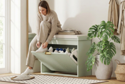 Wooden Shoe Storage Bench with Seat - Compact 6-Pair Hallway Organiser, Sturdy MDF - thumbnail 6