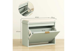 Wooden Shoe Storage Bench with Seat - Compact 6-Pair Hallway Organiser, Sturdy MDF - thumbnail 7