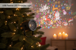 USB LED Christmas Projector Light - Festive Indoor/Outdoor Holiday Decoration, Portable, Easy Setup - thumbnail 6