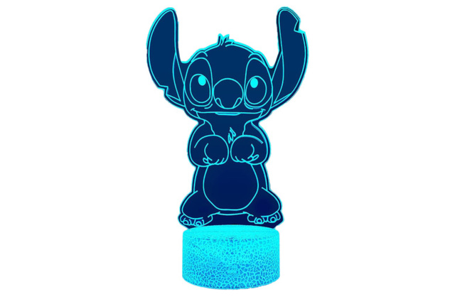 Stitch 3D Illusion LED Table Night Light - Dimmable, Multi-Colour, Remote Control - image 1
