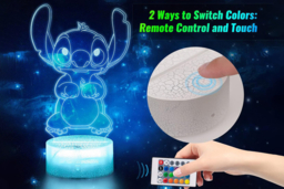 Stitch 3D Illusion LED Table Night Light - Dimmable, Multi-Colour, Remote Control - thumbnail 7