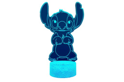 Stitch 3D Illusion LED Table Night Light - Dimmable, Multi-Colour, Remote Control - thumbnail 1
