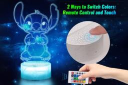 Stitch 3D Illusion LED Table Night Light - Dimmable, Multi-Colour, Remote Control - thumbnail 3