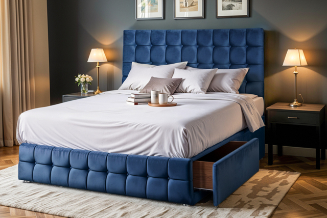 PRICE DROP! Velvet Divan Bed Set w/ Storage & Mattress - image 1