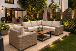Rafi Chunky Rattan Outdoor Corner Sofa Set with Armchair & Table - thumbnail 8