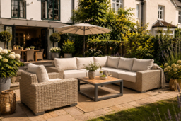 Rafi Chunky Rattan Outdoor Corner Sofa Set with Armchair & Table - thumbnail 5