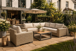 Rafi Chunky Rattan Outdoor Corner Sofa Set with Armchair & Table - thumbnail 5