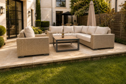Rafi Chunky Rattan Outdoor Corner Sofa Set with Armchair & Table - thumbnail 3
