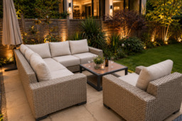 Rafi Chunky Rattan Outdoor Corner Sofa Set with Armchair & Table - thumbnail 2