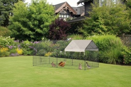Metal Chicken Run & Small Pet Cage - Chew-Resistant Rabbit Hutch, Guinea Pig & Hamster Enclosure, Portable Outdoor Playpen - thumbnail 2
