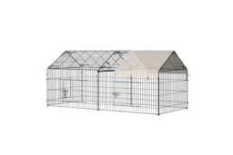 Metal Chicken Run & Small Pet Cage - Chew-Resistant Rabbit Hutch, Guinea Pig & Hamster Enclosure, Portable Outdoor Playpen - thumbnail 1