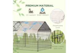 Metal Chicken Run & Small Pet Cage - Chew-Resistant Rabbit Hutch, Guinea Pig & Hamster Enclosure, Portable Outdoor Playpen - thumbnail 4