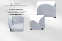 Set of 2 Grey Upholstered Dining Chairs with Armrests - thumbnail 7