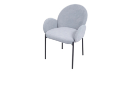 Set of 2 Grey Upholstered Dining Chairs with Armrests