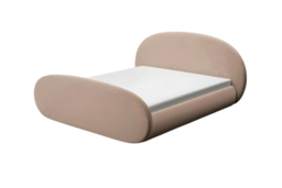 Amos Beige Velvet Ottoman Bed with Side Lift Storage & Oval Headboard - Double or King Size - thumbnail 3